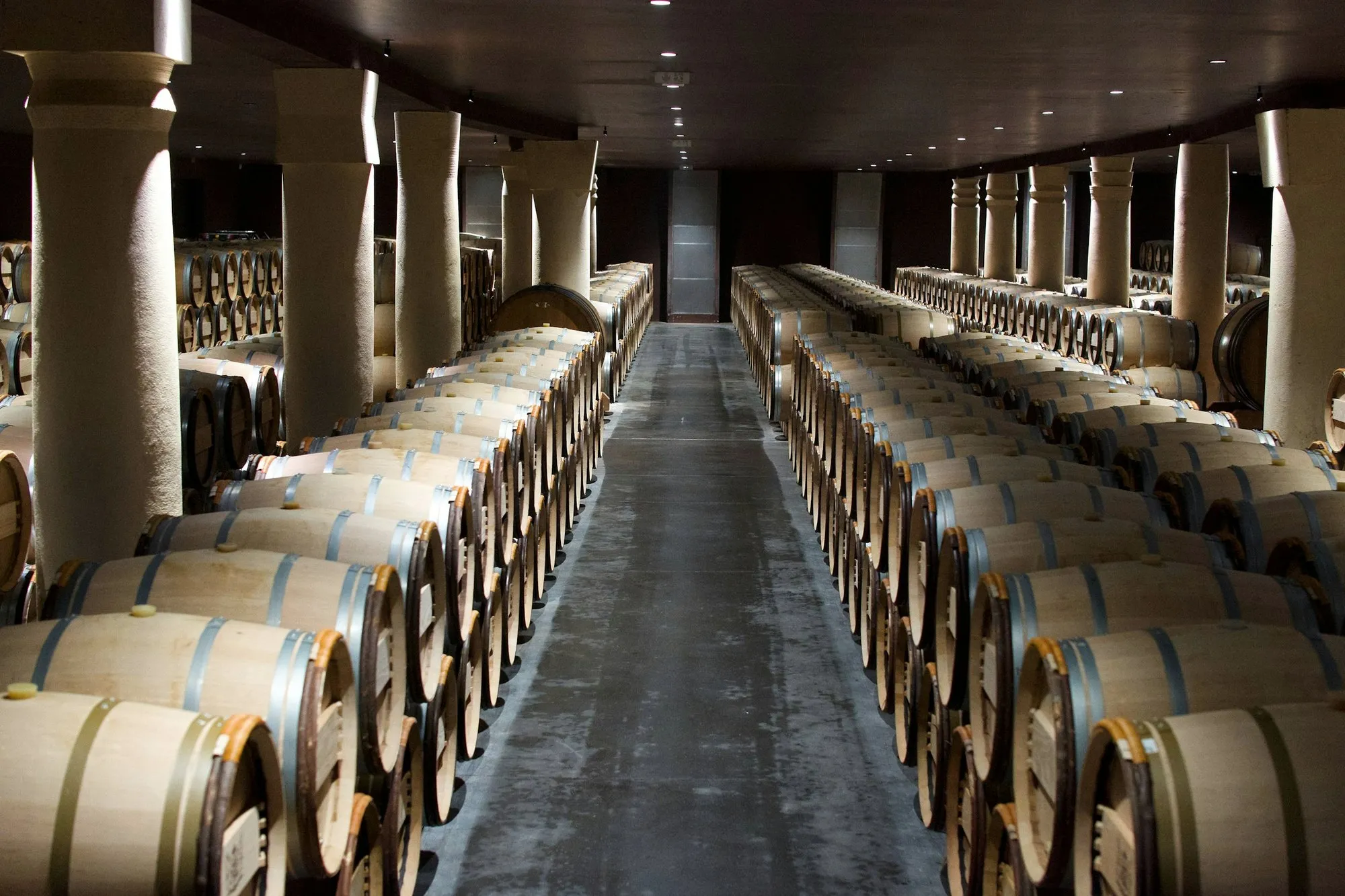 Rows of barrels in a bonded store