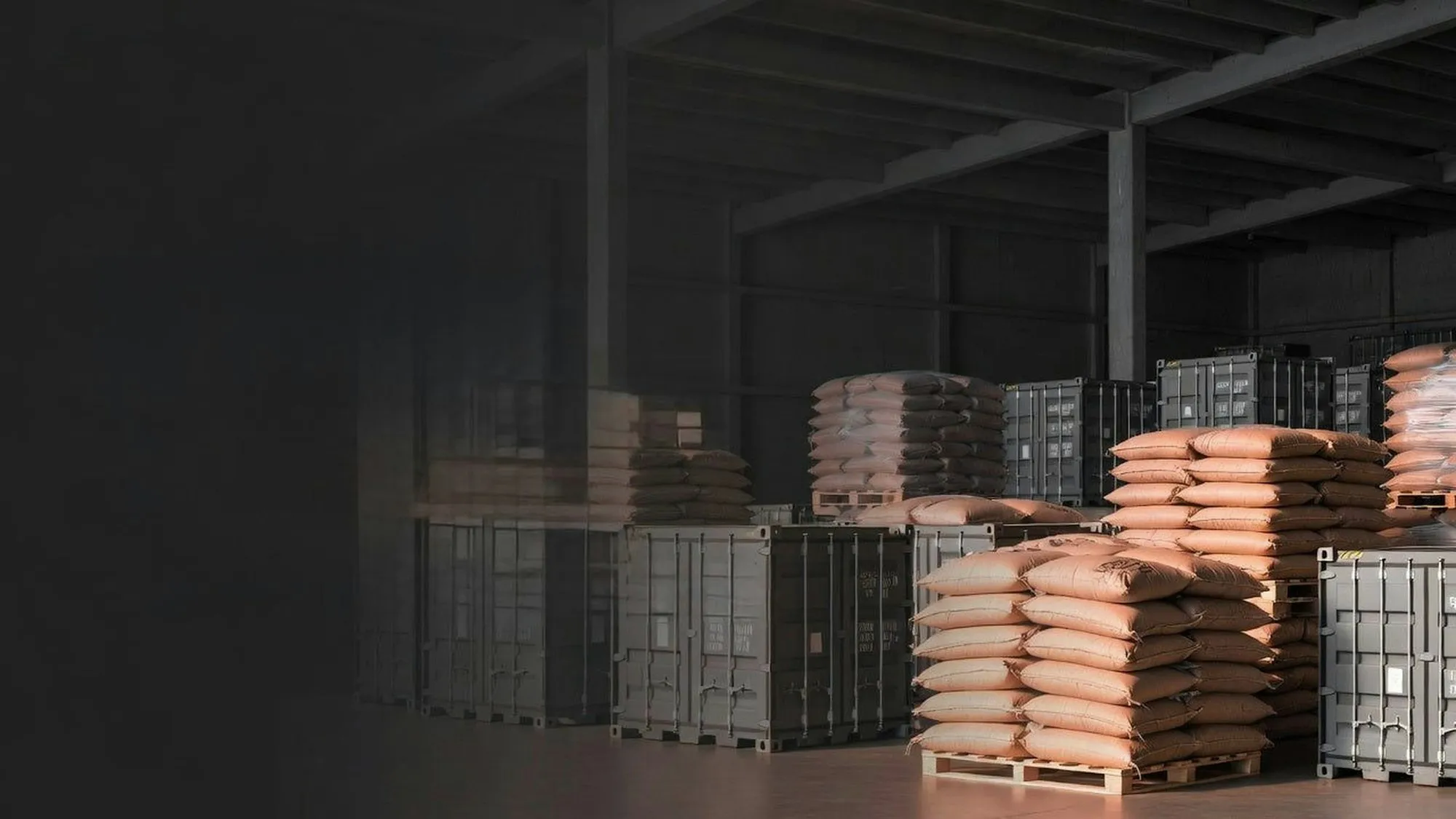Palletised stock in a distribution warehouse